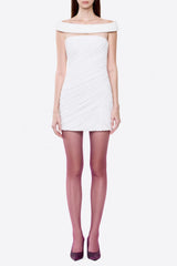 White Off-Shoulder Asymmetrical-Mini Dress