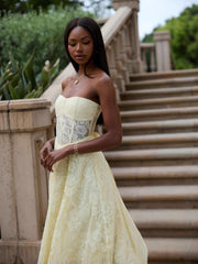 Yellow European American Style Sexy Backless Tie-Wrap Dress