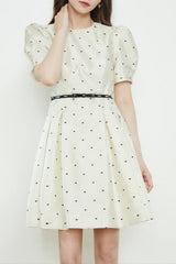 Puff Sleeve mini dress in beige