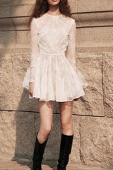 Lace Backless Mini Dress in White