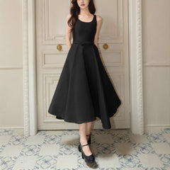 U-Neck Sleeveless Hepburn Midi Dress