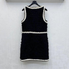 Wool sleeveless Short Dress in black