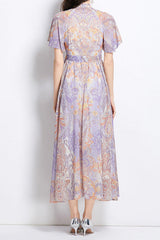 Single-Breasted Printed Midi Dress