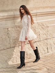Lace Backless Mini Dress in White
