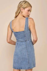 Denim Square Neck Slim Mini Dress