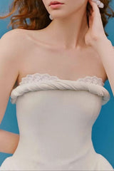Lace Trim Mini Dress in White