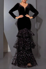 Black Flower Maxi Dress