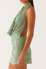 Cowl Neck Mini Dress In Mint