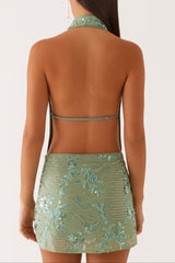 Cowl Neck Mini Dress In Mint