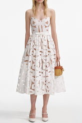 White Embroidered Midi Dress