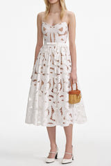 White Embroidered Midi Dress