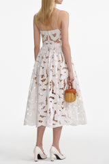 White Embroidered Midi Dress