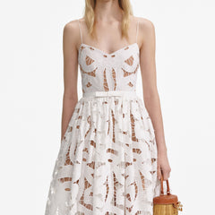 White Embroidered Midi Dress