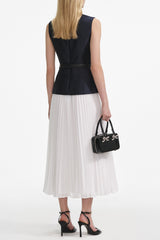 Navy Taffeta Midi Dress