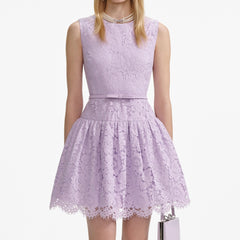 Lace Sleeveless Mini Dress in Lilac
