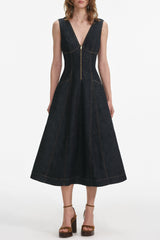 Indigo Denim Midi Dress