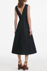 Indigo Denim Midi Dress