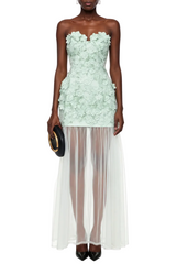 Floral Embroidery Maxi Dress - Mint