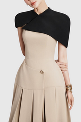 Cape Sleeveless Midi Dress