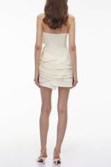 Neutral Off Shoulder Mini Dress with 3D Florals