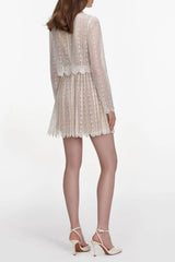 Cream Organza Lace Mini Dress
