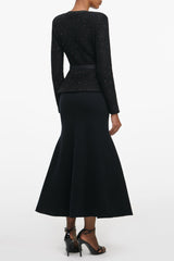 Black Sequin Knit Midi Dress