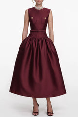 Side Bandage Maxi Dress in Burgundy