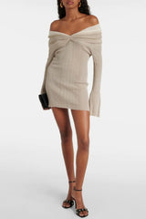 Off Shoulder Knit Mini Dress