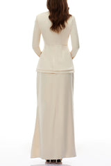 Neutral Mock Neck BlouSequin Skirt Set