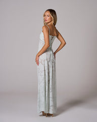 Floral Lace Back Maxi Dress -White