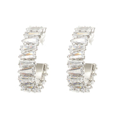 Crystal-Embellished Hoop Earrings