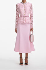 Pink Lace Midi Dress
