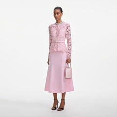 Pink Lace Midi Dress