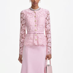 Pink Lace Midi Dress