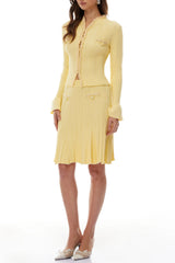 Yellow Knit BlouSequin & Skirt Set