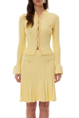 Yellow Knit BlouSequin & Skirt Set