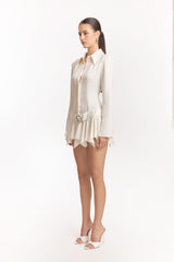 UmbrTail Hem Shirt Mini Dress in White