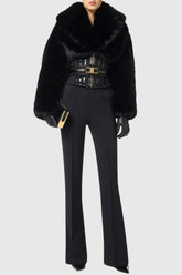 Faux Fur Corset Jacket in Black