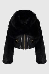 Faux Fur Corset Jacket in Black