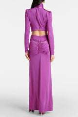 Crystal Embellished Cutout Maxi Dress - Purple