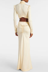 Crystal Embellished Cutout Maxi Dress - Yellow