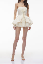 Lace Trim Corset Peplum Skort Romper