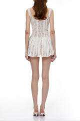 White Lace Embroidered Mini Dress