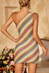 One Shoulder Knitted Mini Dress