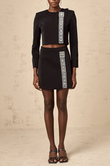 Crystal Embellishment Side Skirt & Top Set