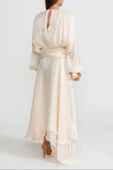 Bodice Puff Sleeve Maxi Dress