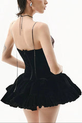 Sequin Embellished Mini Dress in Black