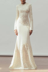 White Long Sleeve Embroidered Maxi Dress