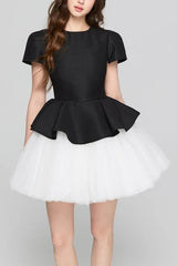 Ruffle Hem Puffy Mini Dress