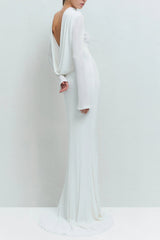 Backless Jersey Maxi Dress in White